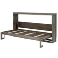 thumbnail image 4 of Euroco Wood Twin Size Murphy Bed with Storage Cabinets and LED Light, Brwon, 4 of 17