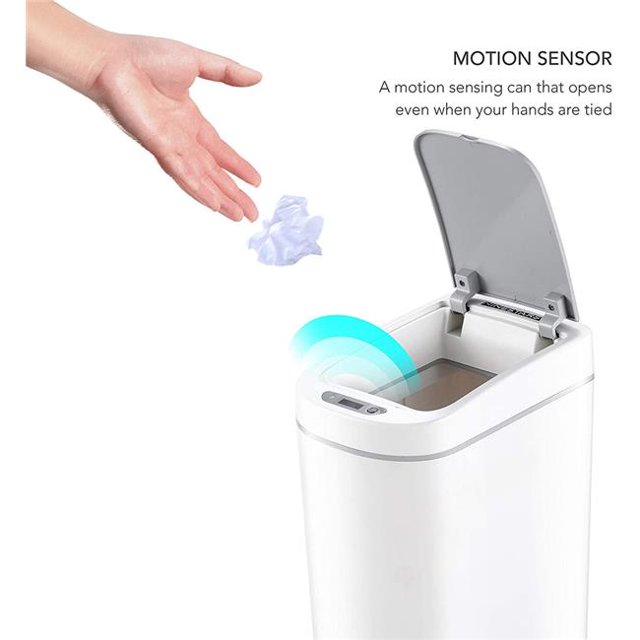 Nine Stars DZT-7-2S 1.85 gal Slim Automatic Infrared Motion Sensor Trash Can, White