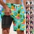 thumbnail image 4 of Ediodpoh Swim Shorts for Men Summer Fashion Double Layer Swim Trunks with Compression Liner Pockets Swim Trunks for Men Army Green_012 XL, 4 of 7