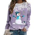 thumbnail image 4 of Femmes Pulls- Pull-Drop Épaule Col Rond Manches Longues Noël Tricot Sweat-Shirts Floraux Décontractés Tops pour Automne/printemps/hiver Rouge L, 4 of 6