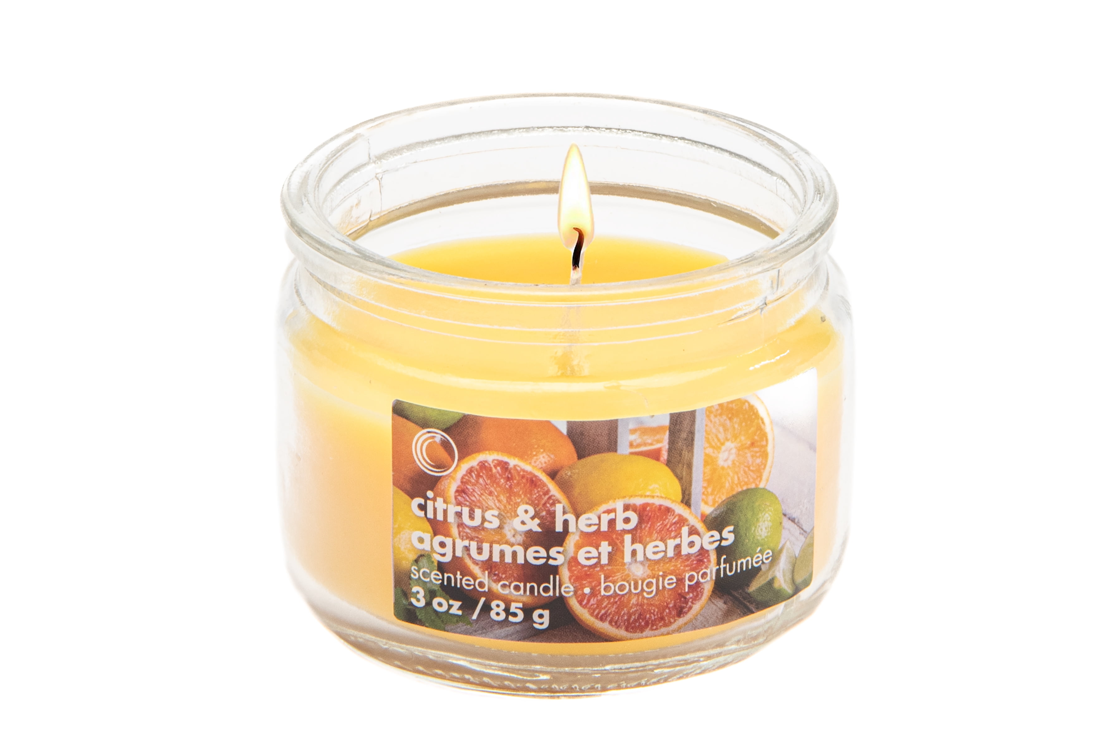Bocal en verre parfumé de 3 oz avec couvercle (Agrumes et herbes)