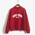 thumbnail image 2 of HNMKIU Women's Tops Autumn Winter O Neck Solid Color Printed Long Sleeve Pullover Sweatshirt, 2 of 4