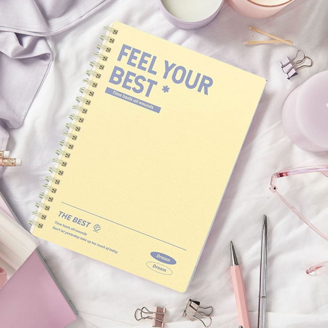 Tyidzon A5 Horizontal Thickened Coil Notebook Excerpt Colorful Plastic Cover Student Notebook Quality Writing Paper No Additive, Back to School Supplies
