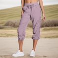 thumbnail image 1 of Pantalon Capri pour Femmes à Cordon Ajustable, Cargo Extensible, Enfilable, Taille Élastique, Respirant, Bas Resserré, Pantalon Parachute avec Poches, Violet, TG, 1 of 8