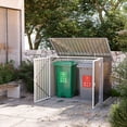 thumbnail image 2 of Outsunny Outdoor Steel Storage Shed Garbage Can Organizer Dark Grey, 2 of 10