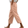 thumbnail image 1 of Pantalon Capri pour Femmes Pantalon Court Jambe Échancrée Grande Taille pour Femmes Polyester Capris pour Dames Pantalons Capri Style C-114 Beige TG, 1 of 1
