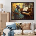 thumbnail image 1 of Designart Goat Animal framed wall art, Musical Goat I , Goat Large framed wall art decor, Turquoise Modern black framed wall art, 32x16 inches black frame, 1 of 5