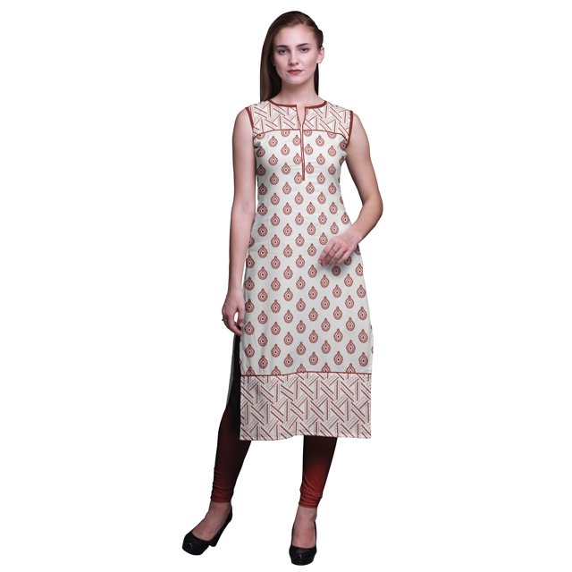 Bimba Tuniques Droites pour Femmes Imprimées Sans Manches Kurti Décontractée Robe Moyen