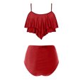 thumbnail image 3 of UPPADA Womens Two Piece Athletic Tankini Swimsuits Ruffle Sleeve Tankini Top with Swim Brief Tummy Control Modest Bathing Suits Plus Size Bathing Suits for Curvy Women Clearance,Red,S, 3 of 6