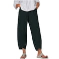 thumbnail image 2 of RXIRUCGD Women's Summer Comfortable Loose Wide Legged Fashion Solid Color Capris, Green, Size: 5XL, 2 of 5