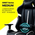 thumbnail image 4 of Hdcanada Orbit Series Racing Style Gaming Chair, Reclining Ergonomic Leather Chair with Footrest & Massage Lumbar Support - White, 4 of 10