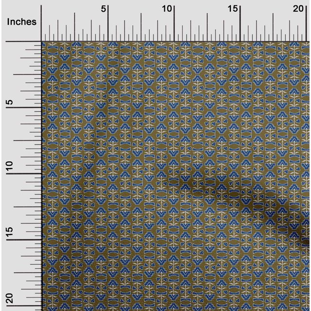 oneOone Viscose Chiffon Fabric Leaves & Floral Block Printed Craft Fabric BTY 42 Inch Wide