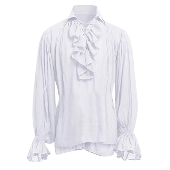 Men Bandage Long Mens White Dress Shirt Sleeve Shirt Gothic Man Big and Tall Mens Slim Fit Dress Shirts Blouse