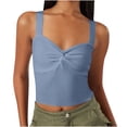 thumbnail image 1 of Timegard Going out Tank Top for Women Ruched V Neck Slim Comfy Knit Tee Sleeveless Top Solid Color, 1 of 5