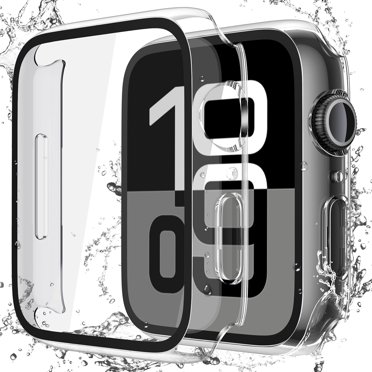 [Lot de 2] Étui Rigide Étanche avec Verre Trempé Compatible avec Apple Watch Series 11 (2025) Series 10 46 mm, Étui Ultramince Antichute pour Protecteur d'Écran iWatch, Cristal Transparent