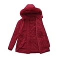 thumbnail image 4 of Women's Solid Mid Length Jacket With Large Collar And Warm Winter Coat,Size:L, 4 of 6