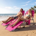thumbnail image 4 of Gymax Chaise Longue de Plage Pliante - Ensemble de 2, Rose, 4 of 10