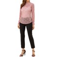 thumbnail image 2 of INSPIRE CHIC Women's Crochet Lace See Through Floral Ruffle Neck Blouse, 2 of 5