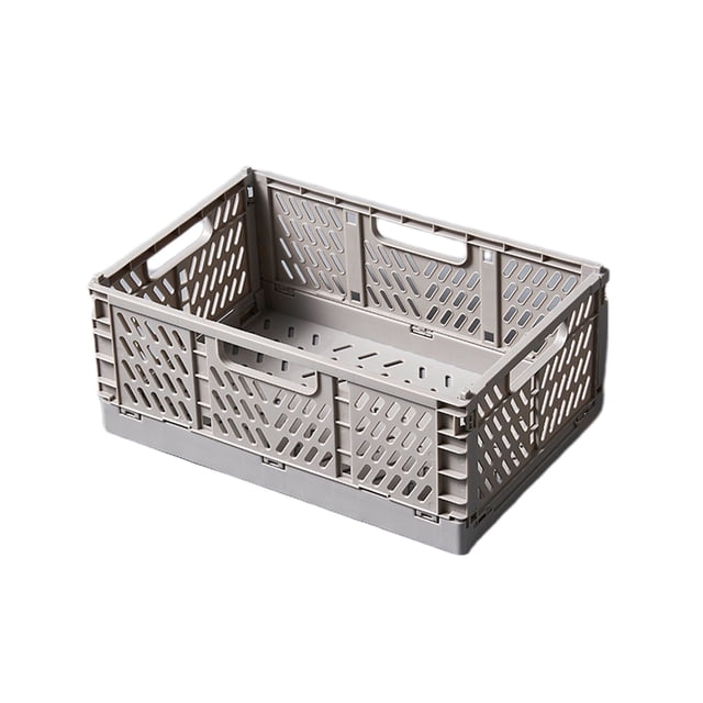 Maplenight Foldable Plastic Small Baskets 12 x 8 x 5 Inch Collapsible Storage Crate for Home Office Classroom with Mesh Ventilation Multifunctional Organizer Gray