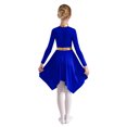 thumbnail image 2 of RUNQHUI Robe de Danse pour Filles Enfants Patchwork Métallique Ourlet Asymétrique Culte Église Bleu 14, 2 of 7