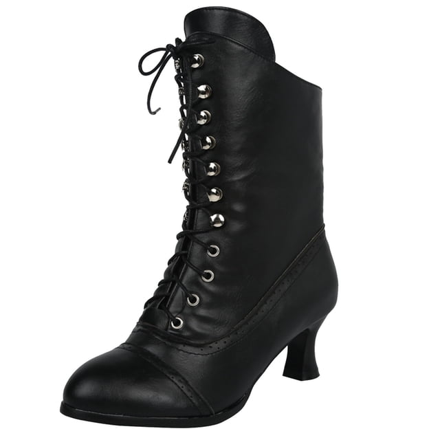 Kcodviy Bottes Hautes Vintage Imprimées Femmes Mi Chaussures Femmes Bottes Talons Femmes Mi Femmes à Empiècements Bottes Femmes