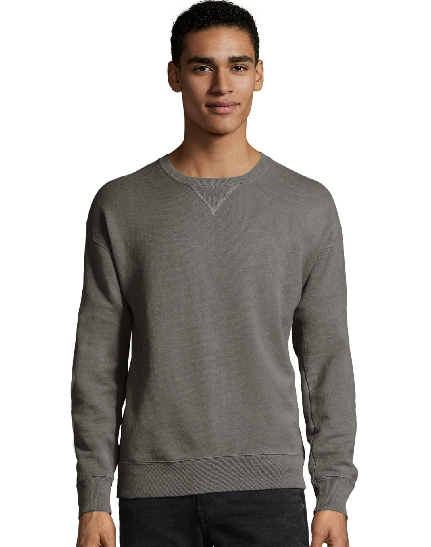 Hanes Mens Big ComfortWash Garment Dyed Fleece Sweatshirt, XL, Concrete Gray
