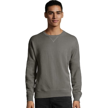 Hanes Mens Big ComfortWash Garment Dyed Fleece Sweatshirt, L, Concrete Gray