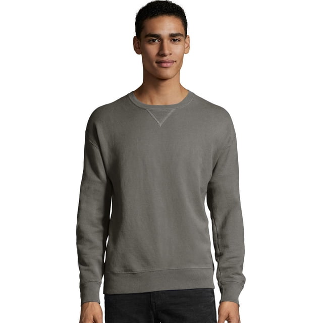 Hanes Mens Big ComfortWash Garment Dyed Fleece Sweatshirt, XL, Concrete Gray