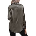 thumbnail image 3 of Innerwin Shirts Long Sleeve Ladies Tunic Tops Office Button Down Soft Blouse Iron Gray S, 3 of 4