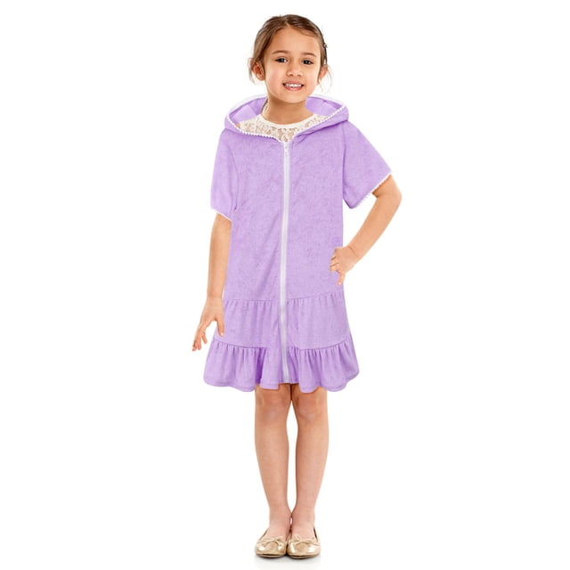 DPTALR Girls Swim Cover Up Kids Swimsuit Coverup Zip-Up Beach Bathing Suit Robe