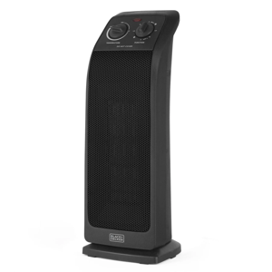 Refurbished BLACK & DECKER Space Heater with Adjustable Thermostat, Ceramic Tower Heater, Black