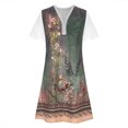 thumbnail image 4 of Cameland Robe Ample pour Femme à Col en V, Mode Décontractée, Style Élégant, Chandail à Manches Courtes, Imprimé en Dentelle, 4 of 6