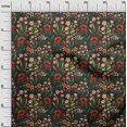 thumbnail image 3 of oneOone Velours Vert Olive Tissu Floral Rétro Robe Tissu Tissu Imprimé par la Cour 58 Pouces de Large, 3 of 5