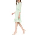 thumbnail image 4 of INSPIRE CHIC Women's Layered Ruffle Hem 3/4 Sleeves Smocked Chiffon A-Line Dress M Green, 4 of 8