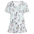 thumbnail image 1 of EGNMCR T-Shirts pour Femmes Femmes Manches Courtes Col en V Hauts Uniforme de Travail Blouse à Imprimé, 1 of 4