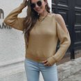 thumbnail image 1 of Qertyioot Chandail pour le Printemps 2024 Mode Femmes Décontracté Uni Col Rond Manche Ample Blouse Hauts, 1 of 6