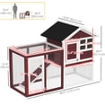 thumbnail image 3 of PawHut Wooden Rabbit Hutch Weatherproof with Screened Run Brown 49", 3 of 10