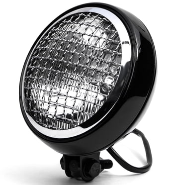 Krator 6" Black & Chrome Motorcycle Headlight Mesh Grill High Low Headlamp Bottom Mount Compatible with Yamaha Royal Star Venture Classic Royale Deluxe