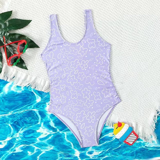 Girls Swimsuits One Piece Bathing Suits Quick Dry Striped Ruffle Athletic Bathing Suits 11-12 Years
