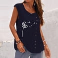 thumbnail image 2 of Pompotops Femme Été Décontracté Sans Manches Gilet à Boutons Col Rond Blouse Ample Haut Actif Femme, 2 of 4