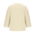thumbnail image 4 of RXIRUCGD Mode Femmes Manches Longues Couleur Unie Confortable Respirant T-Shirt à Col en V Hauts, Beige, Taille : 3TG, 4 of 8