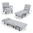 thumbnail image 2 of Costway Fauteuil-Lit Convertible Pliant à 6 Positions avec Oreiller, Gris Pâle, 2 of 10