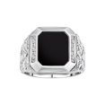 thumbnail image 1 of RYLOS Men's Rings 14K White Gold Ring With Diamonds and Black Onyx Set in Designer Nugget Style Rings For Men Size 11, 1 of 8