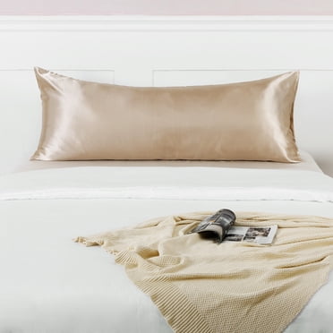 Meitianfacai Body Pillow Cover, 20x54 inches Khaki Soft Satin Body Pillow case with Envelope Closure, Silky Slip Cooling Body Pillow Pillowcases for Hair and Skin