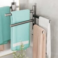 thumbnail image 4 of HOZADOIE Storage Rack Storage & Organization Swivel Towel Rack Bathroom No Hole Towel Bar Integral Hook Pole Bathroom Shelf Storage Shelf with 5ml of Glue, 4 of 9