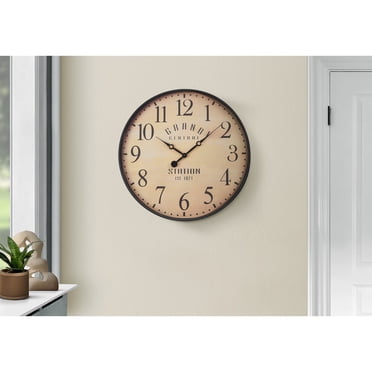 Monarch Specialties I 9053 - Horloges, Ronde de 20 Pouces, Horloge Murale, Brun Antique, Transitionnel