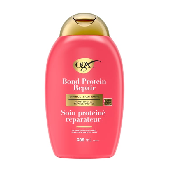 OGX® Repair & Protect Bond Protein Repair Shampoo, Lightweight Hair Wash Cleanses & Targets Damaged Areas of Hair for Effective Bond Repair, Sulfate-Free Surfactants