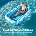 thumbnail image 2 of SLOOSH Chaise Longue Gonflable de Bronzage 70 Pouces x 46 Pouces, Flotteur de Bain 4 en 1 pour Bronzage au Soleil avec Oreiller, Bleu, 2 of 7