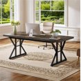 thumbnail image 4 of Fnova 70.86" Dining Table for 6, Modern Rectangular Kitchen Table for Dining Room, Black, 4 of 8