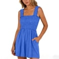 thumbnail image 2 of RXMEKW Strapless Smocked Jumpsuit with Ruffle Straps for Women Wide Leg Short with Pockets Olive, 2 of 8